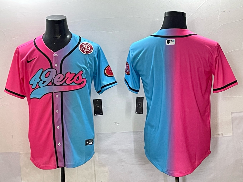 Men 2025 San Francisco 49ers blank Pink Blue pink Nike Limited NFL Jersey 005